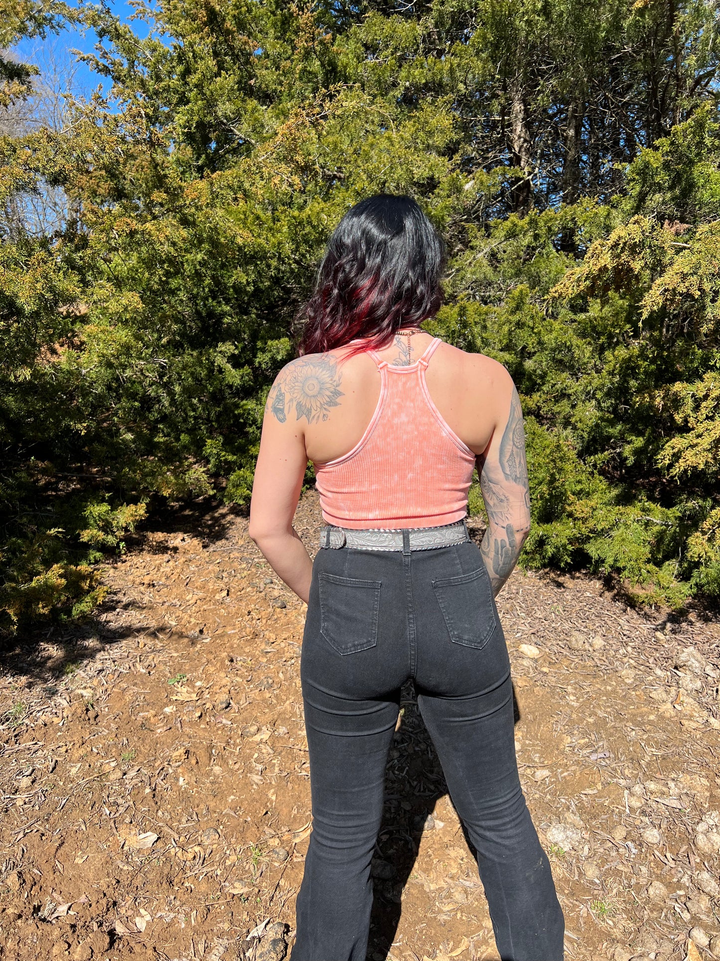 Washed Seamless Halter Crop Coral