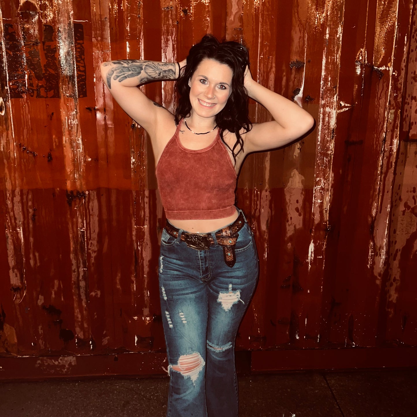 Washed Ribbed Crop Cami
